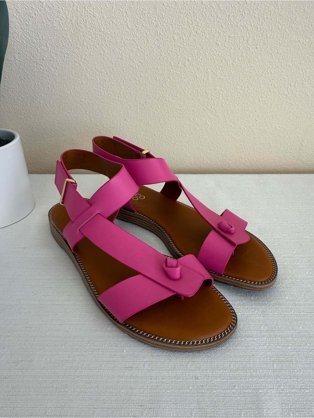 Franco Sarto Hot Pink Strap Leather Sandals - Picture 3 of 10